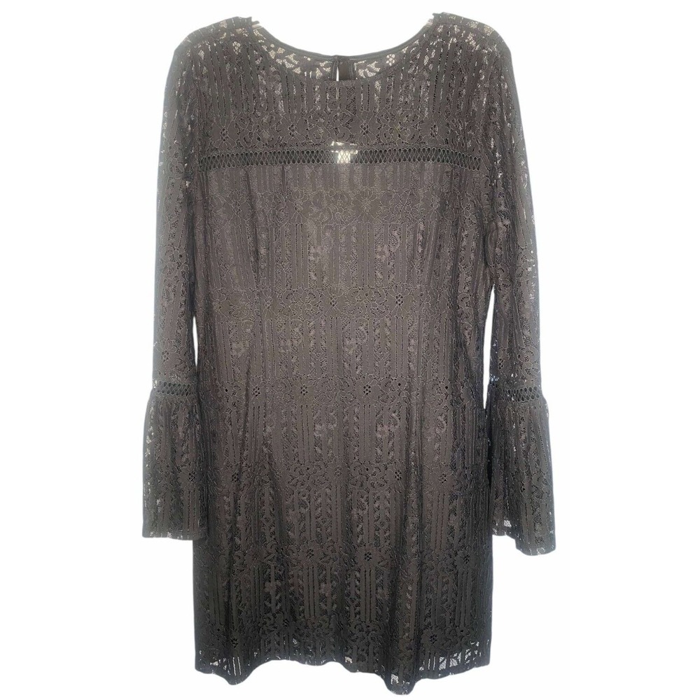 Xhiliration women's Dress Y2K Black Lined Lace Bell Sleeve‎ Goth Queen size XL